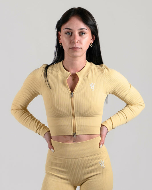Sport Top Geribbeld Patroon Lange Mouwen