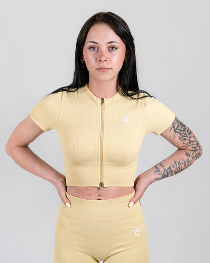 Sport Top Geribbeld Patroon Korte Mouwen