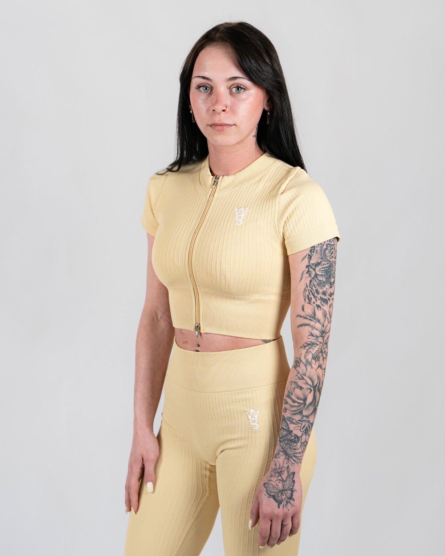 Sport Top Geribbeld Patroon Korte Mouwen